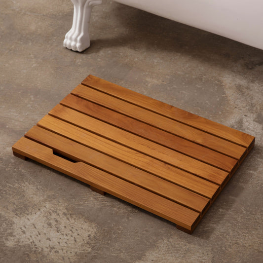 Teak Wood,Teak Antirutschmatte,Teak Duschmatte rutschfeste Badezimmermatte Luxus Spa Matte Holz Badewannenmatte 40 x 60 cm