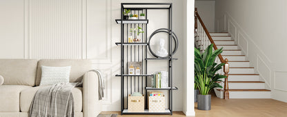 Metallregal im modernen Stil, solides Stahlrohr, geometrische Struktur, mehrstufiges Design, runde Dekoration, geeignet für die Inneneinrichtung