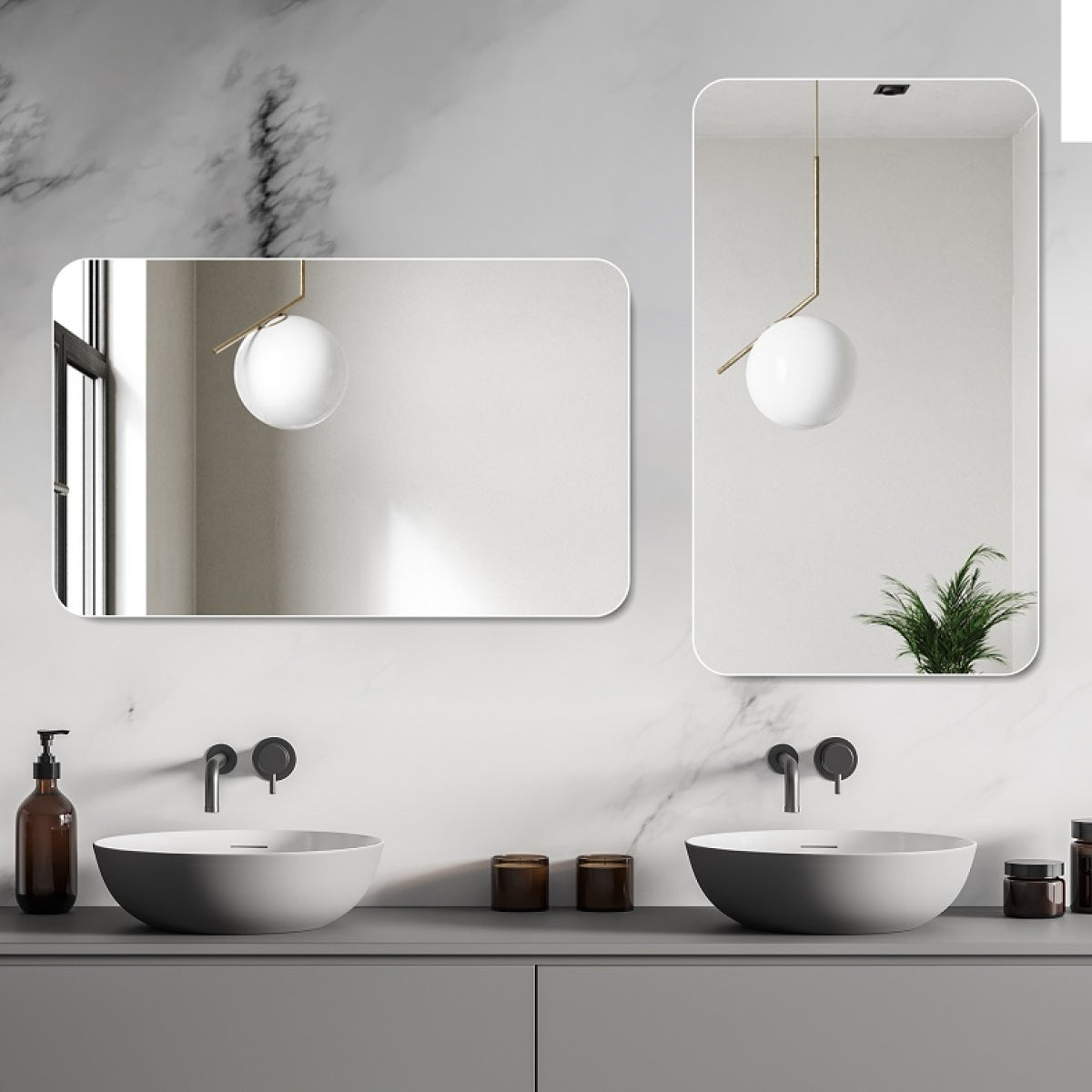 70*90CM Bathroom Vanity Mirror , Wall-Mounted Mirror for Bathroom Anti-Fog Waterproof