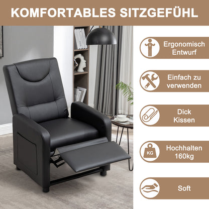Fernsehsessel Relaxsessel Loungesofa mit Fußstütze Sessel Lehnstuhl Liegesessel Schwarz PU
