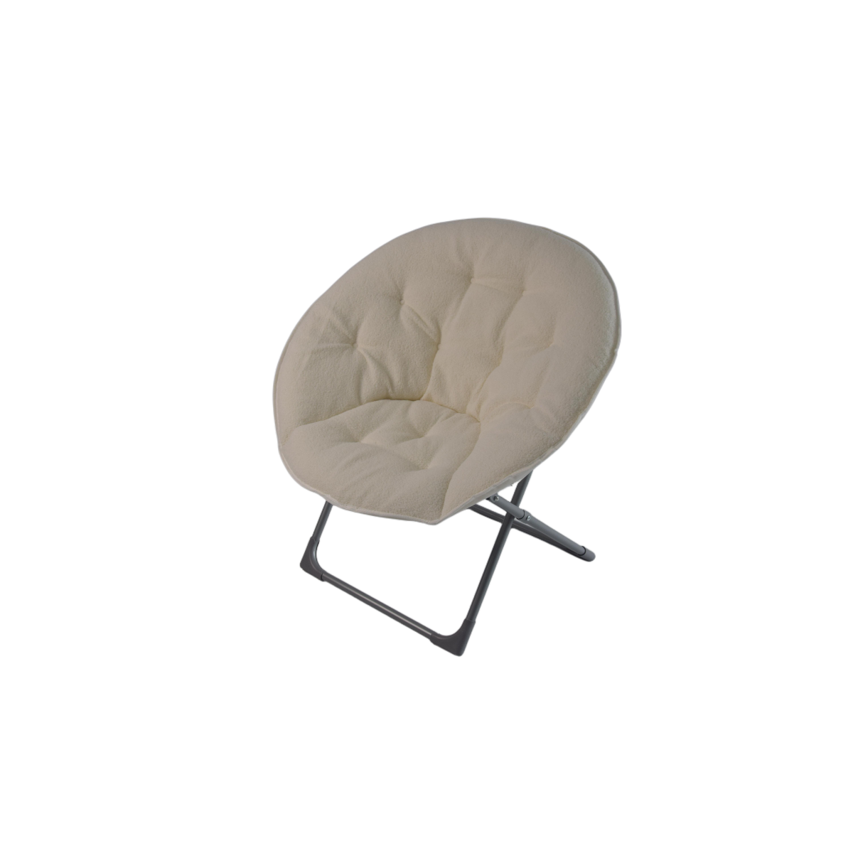 Klappbarer Moon Chair Schafwolle-Bezug, XXL, Traglast 110 kg, Platzsparend, Beige