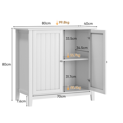 Badezimmer-Bodenschrank, moderner Aufbewahrungsschrank für Wohnzimmer, Badezimmer und Schlafzimmer, Weiß