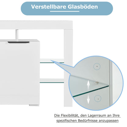 Hochglanz-LED-Sideboard, Küchenschrank, Schrank, Buffet-Aufbewahrung, Servertisch mit LED-Leuchten, Hochglanz-Buffetschrank mit 4 Glasböden und 2 Tür, Vitrine für Wohnzimmer, Eingangsbereich