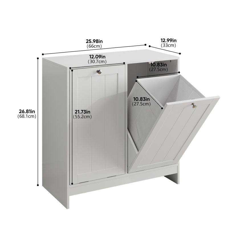 Badezimmer-Wäschekorb-Aufbewahrungsschrank, freistehender Home-Organizer, weiß