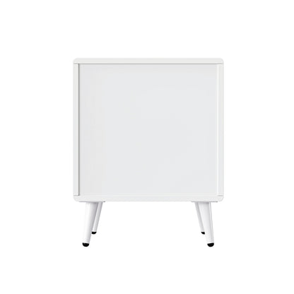 Moderner Nachttisch, vergoldete Griffe, Wellenmuster, 2er-Set, mit 2 Schubladen, lackiert, Ecken mit stoßfestem Design, 39,5 B*40 T*50 H cm, Weiß