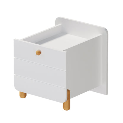 Nachttisch mit 1 Schublade, geräuschlose Auszüge mit Einlegeböden, feine holzfarbene Füße, Stauraum im Wohn- und Schlafzimmer, einzigartiges und minimalistisches Design, Weiß
