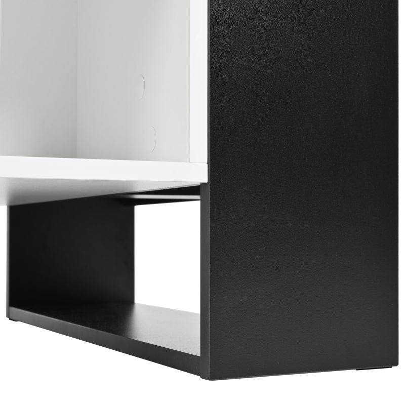 Moderner Couchtisch 105 x 60 x 40,5 cm – Schwarz-Weiß-Design mit hochglänzender Oberfläche, Schublade und 4 offenen Fächern