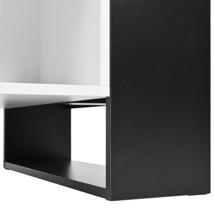 Moderner Couchtisch 105 x 60 x 40,5 cm – Schwarz-Weiß-Design mit hochglänzender Oberfläche, Schublade und 4 offenen Fächern
