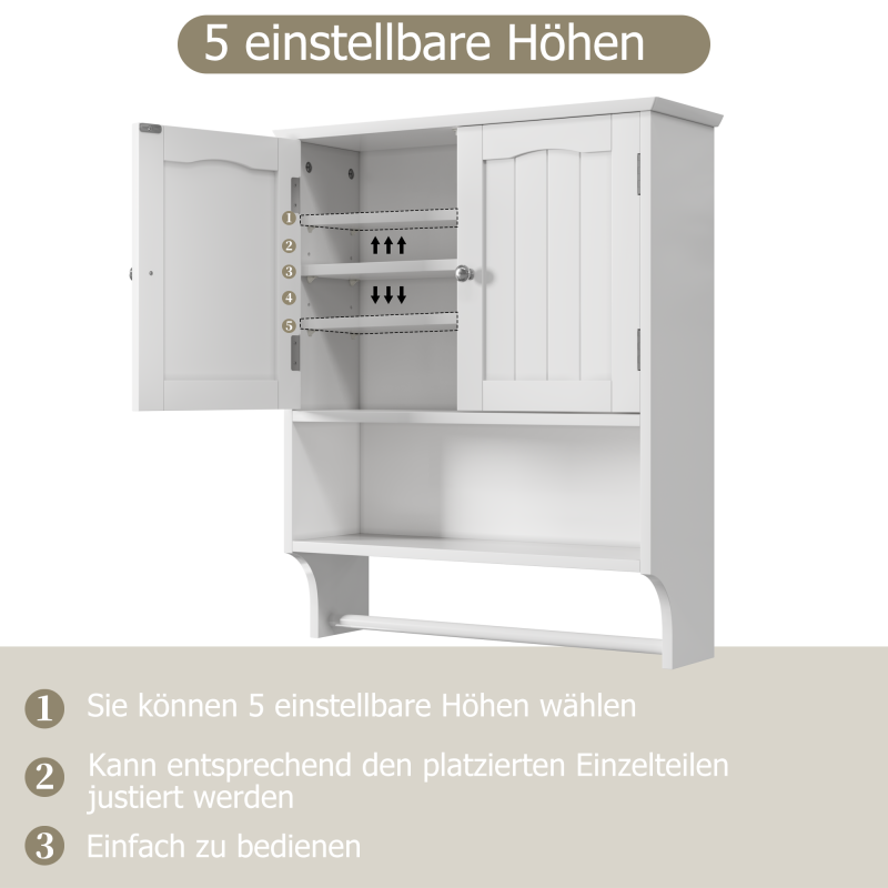 Badezimmer Wandschrank mit Handtuchhalter, Weiß