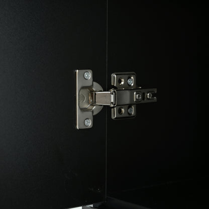 Schwarze LED-Vitrine mit 2 Glastüren - Standvitrine inkl. Beleuchtung, Freistehender Schrank für Wohnzimmer, Buffetschrank & Sammlervitrine, Schwarz