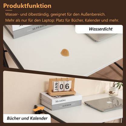 Klappbarer Schreibtisch 99x50cm – Computertisch Faltbar & Platzsparend in 8 Sek. Montiert, MDF Holzoptik für Home Office & Büro, Weiß