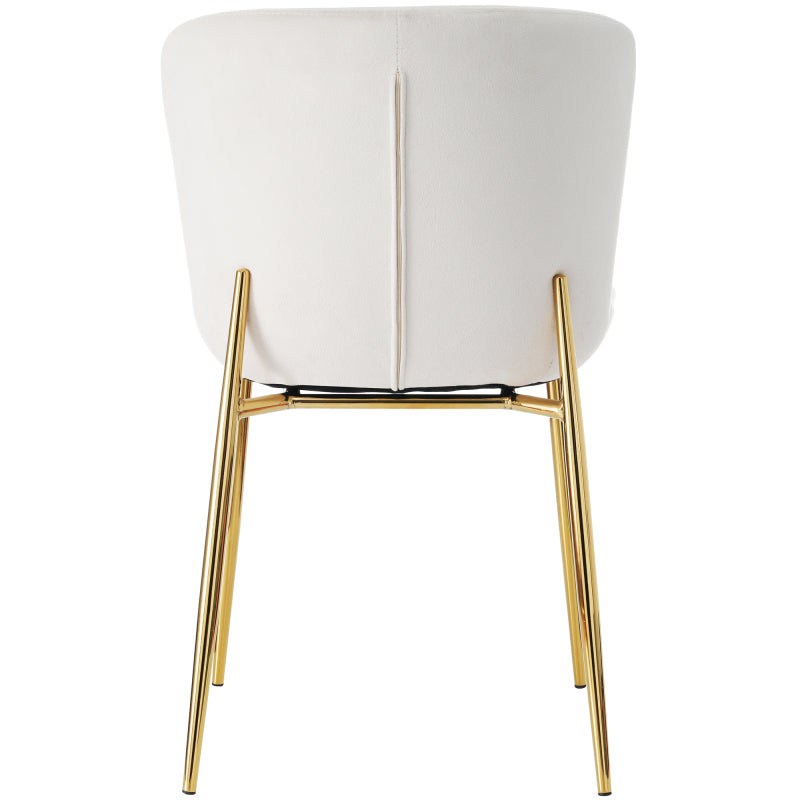 Esszimmerstuhl aus Samt, 2er-set, Loungesessel mit vier Metallfüßen, Beige