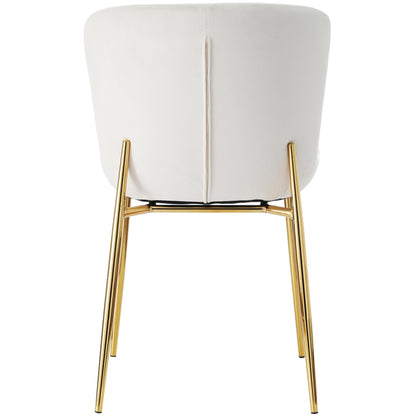 Esszimmerstuhl aus Samt, 2er-set, Loungesessel mit vier Metallfüßen, Beige