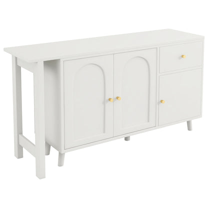Multifunktionaler 2 in 1 Schreibtisch und Sideboard – 360° drehbar, 3 Türen 1 Schublade, Eckschreibtisch, Frisiertisch, Schreibtisch,Sideboard