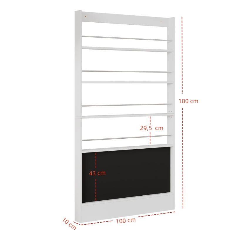Bilderbuchregal, Ausstellregal, Bücherregal, Kinderzimmer Bücherregal, 4-ebiges Aufbewahrungsregal + bemalbares Schwarzbord