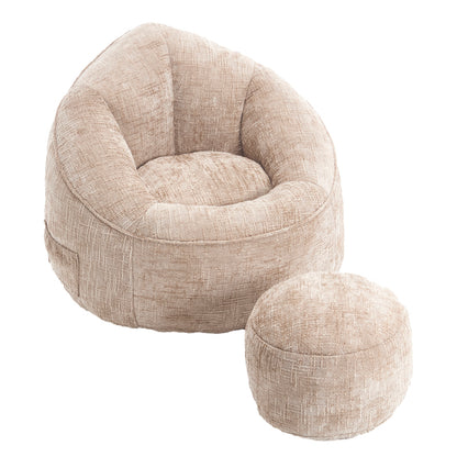 Sitzsack Sofa Stuhl für Erwachsene mit Fußstütze, Khaki
