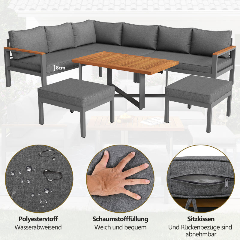 Gartenlounge-Set für 7-8 Personen, Gartenmöbel, Gartenmöbel Set für Garten, Balkon, Terrasse, wetterfest Sitzgruppe Essgruppe, Moderne Gartengarnitur,Gartenmöbelset mit Gestell aus verzinktem Eisen