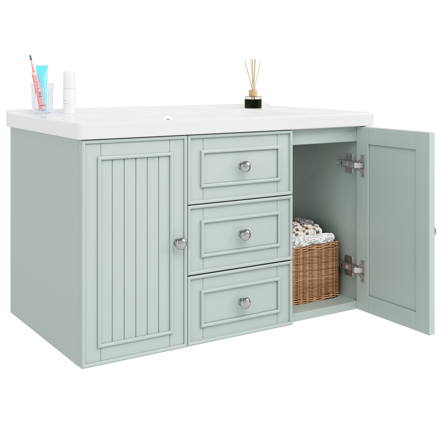 Badezimmerschrank mit waschbecken,Grün