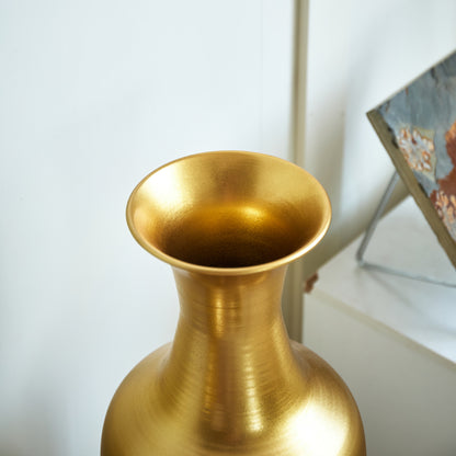 3er Set Bodenvase Metall, Weiß-Gold, Retro Stil, 83/65/50 cm hoch