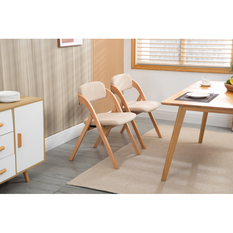 Folding Chairs with Padded Seats, Set of 2 with Removable Cover Folding Extra Chair for Guests Kitchen Office Wedding Party Picnic, Khaki
