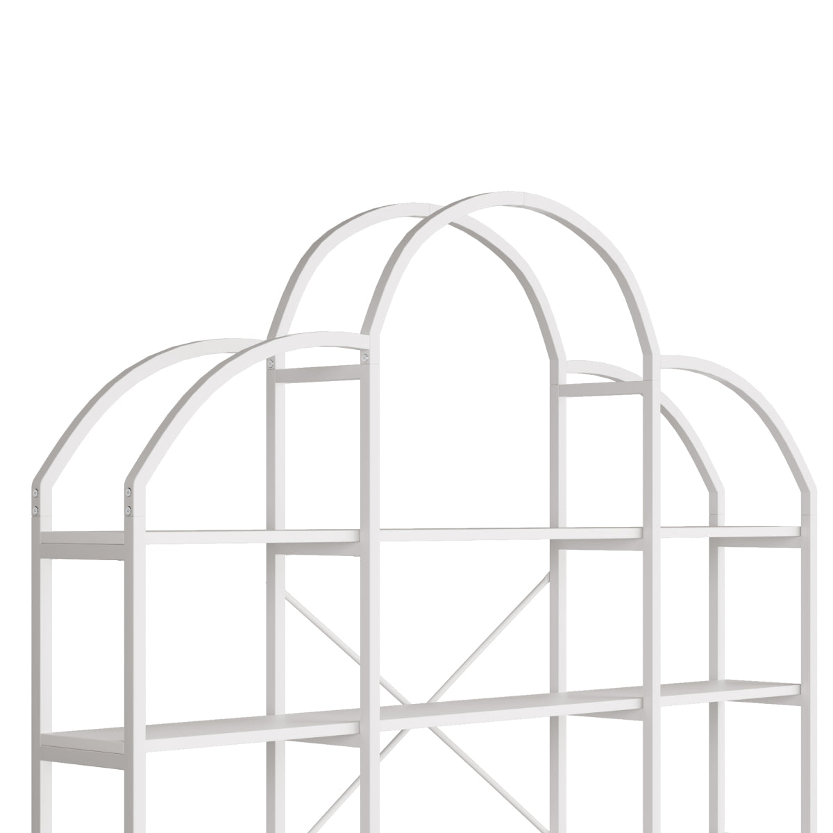 Regal 170x26x190 cm aus Stahl & MDF, 5 Ebenen Bücherregal mit Wolken-Dekor, modernes Standregal, stabil & pflegeleicht, Weiß