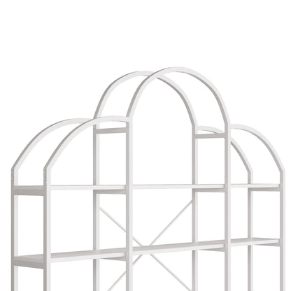 Regal 170x26x190 cm aus Stahl & MDF, 5 Ebenen Bücherregal mit Wolken-Dekor, modernes Standregal, stabil & pflegeleicht, Weiß