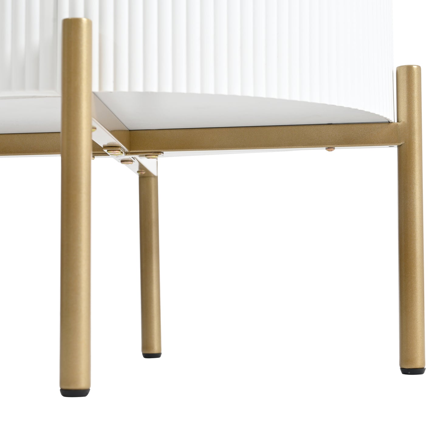 Beistelltisch, Couchtisch mit Schubladen, Marmorstruktur, goldenen Beinen und Griffen