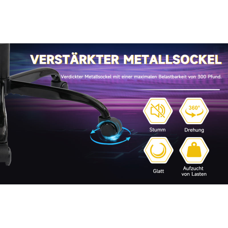 Gaming Stuhl Computerstuhl Ergonomischer Gaming Chair mit Fußstütze Bürostuhl Ergonomischer Computerstuhl mit Lendenwirbelstütze Blackyellow