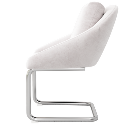 Esszimmerstuhl aus Samt, 2er-Set mit Kissen, entspannender Drehstuhl, gewölbte Stützbeine, Beige