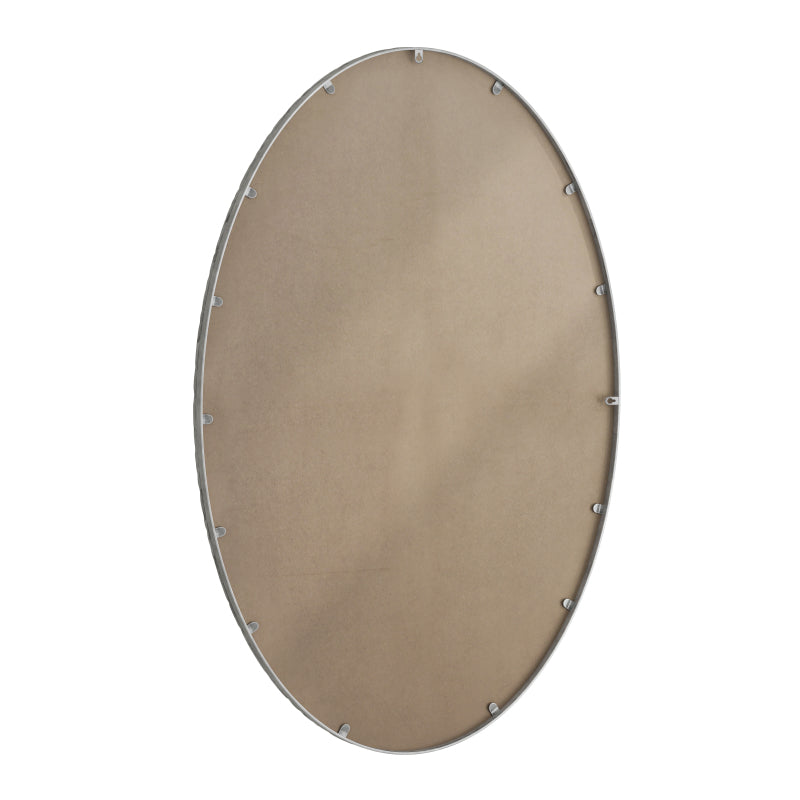 Iron Art Oval Retro Mirror, Antique Effect, Wall Hanging, Suitable For Bathroom, Bedroom, Living Room (Silver)