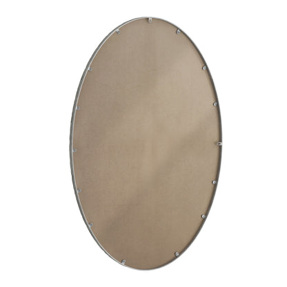 Iron Art Oval Retro Mirror, Antique Effect, Wall Hanging, Suitable For Bathroom, Bedroom, Living Room (Silver)
