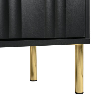 Schwarzes TV-Schrank, 190 cm(L) x 38 cm(W) x 48 cm(H), goldene Tischbeine