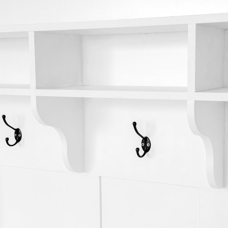Garderoben-Set mit Bank und Schuhablage, rechteckige Aufbewahrung & Regale Garderobe für Flur, Weiß