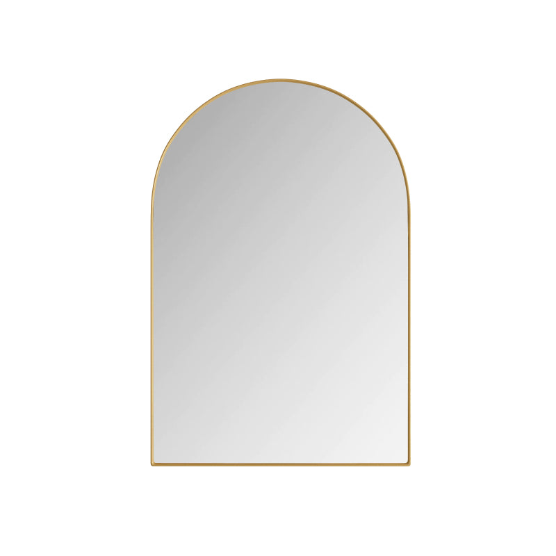 Stylish Arched Mirror Cabinet, Recessed Medicine Cabinet, Wall Cabinet with Metal Framed, Mirror and Adjustable Shelves, Mirror Cabinet with Storage for Bathroom, Living Room and Bedroom, Gold