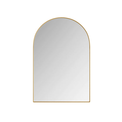 Stylish Arched Mirror Cabinet, Recessed Medicine Cabinet, Wall Cabinet with Metal Framed, Mirror and Adjustable Shelves, Mirror Cabinet with Storage for Bathroom, Living Room and Bedroom, Gold