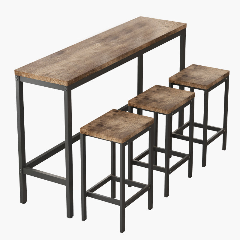 Modern Design Kitchen Dining Table, Pub Table, Long Dining Table Set with 3 Stools, Easy Assembly, Natural