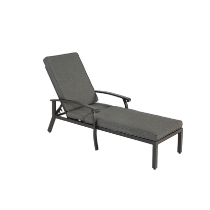 Lounge Patio Chair with Cotton Cushion, Adjustable Reclining Rust-Resistant Aluminum  Poolside Chaise Lounge Furniture, Waterproof Grey Cushion (1pc)