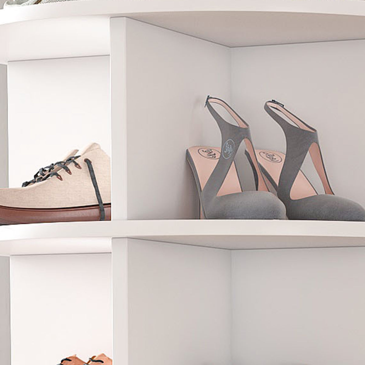 Drehbares Schuhregal 7 Ebenen, 360°, Stiefelfach, 28 Paar, Weiß, 184 cm