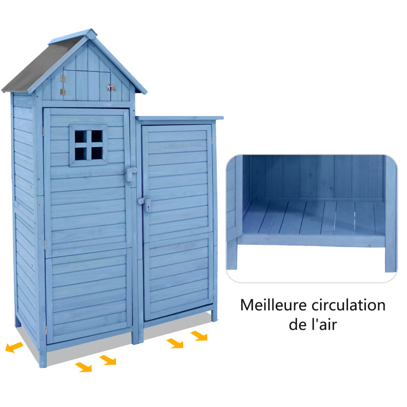 Gerätehaus Gartenschrank Geräteschuppen Geräteschrank, BxT: 118x54 cm, 118 x 54 x 173 cm (BxTxH), wetterfest, Holz, Blau, PVC-Dach (Set, 1 St., 1 x Geräteschrank)