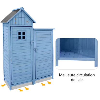 Gerätehaus Gartenschrank Geräteschuppen Geräteschrank, BxT: 118x54 cm, 118 x 54 x 173 cm (BxTxH), wetterfest, Holz, Blau, PVC-Dach (Set, 1 St., 1 x Geräteschrank)