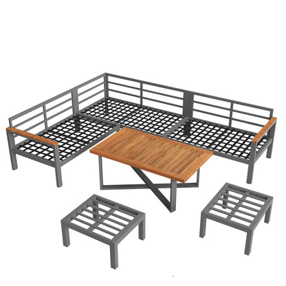 Gartenlounge-Set für 7-8 Personen, Gartenmöbel, Gartenmöbel Set für Garten, Balkon, Terrasse, wetterfest Sitzgruppe Essgruppe, Moderne Gartengarnitur,Gartenmöbelset mit Gestell aus verzinktem Eisen