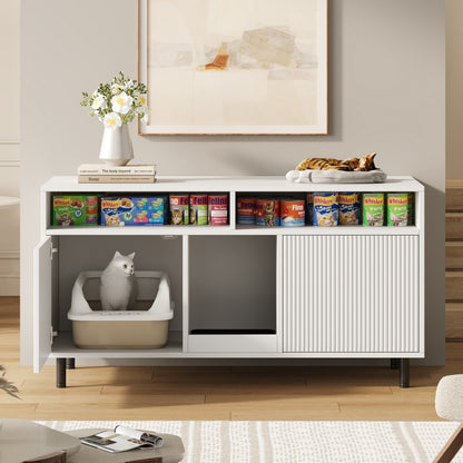 Katzenschrank/Katzenhaus mit abnehmbare Sandablassplatte, geruchsisoliert, ohne Katzenklo, 100×45×66 cm, Nussbaumfarbe