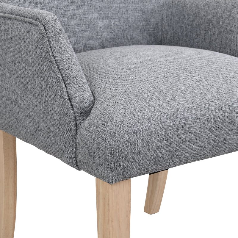 Esszimmerstuhl aus Leinen, 2er-Set, Küchenstuhl, Wohnzimmer-Loungesessel, Grau