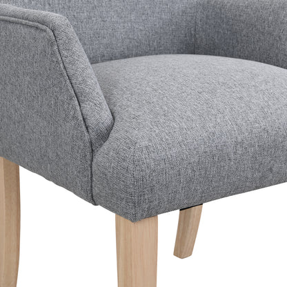 Esszimmerstuhl aus Leinen, 2er-Set, Küchenstuhl, Wohnzimmer-Loungesessel, Grau