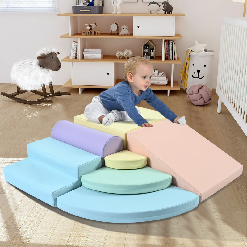 7-teilige weiche Schaumstoff-Kletterblöcke für Kleinkinder, weiches Kletter- und Krabbelspielset für drinnen, weiche Spielausstattung für Kletter- und Krabbelspielplätze für Kinder, aktive Spielstrukt