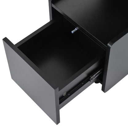 Beistellschrank mit Rollen, vielseitiger Aufbewahrungswagen für Wohnzimmer, Esszimmer und Schlafzimmer, Schwarz