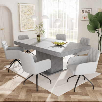 2er Set 360° Drehbarer Esszimmerstühle mit Rautenmuster, Samt,Beige