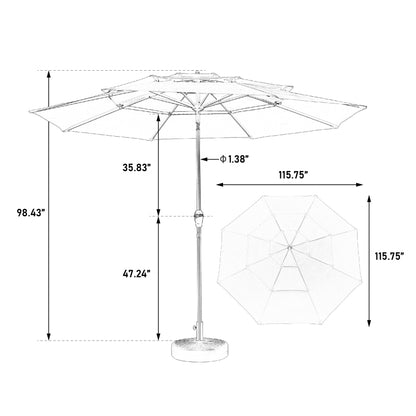 14.8 Ft Double Sided Outdoor Umbrella Rectangular Large with Crank (Navy Blue) (No Base)