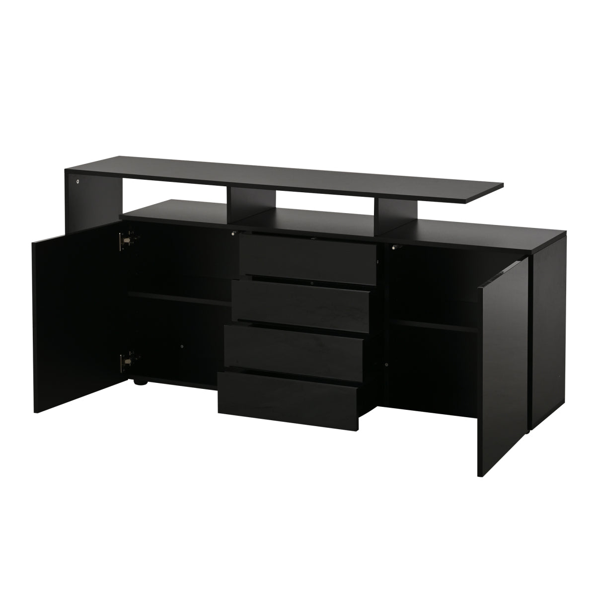 same N625P283229230W Kommode, Sideboard mit LED, Wohnzimmermöbel in Schwarz Hochglanz, Wohnzimmerschrank, Standschrank, TV-Schrank, Wohnzimmerwand, Highboard, Mehrzweckschrank, Buffetschrank Esszimmer