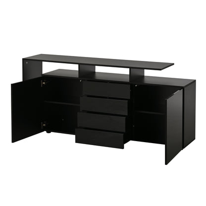 same N625P283229230W Kommode, Sideboard mit LED, Wohnzimmermöbel in Schwarz Hochglanz, Wohnzimmerschrank, Standschrank, TV-Schrank, Wohnzimmerwand, Highboard, Mehrzweckschrank, Buffetschrank Esszimmer